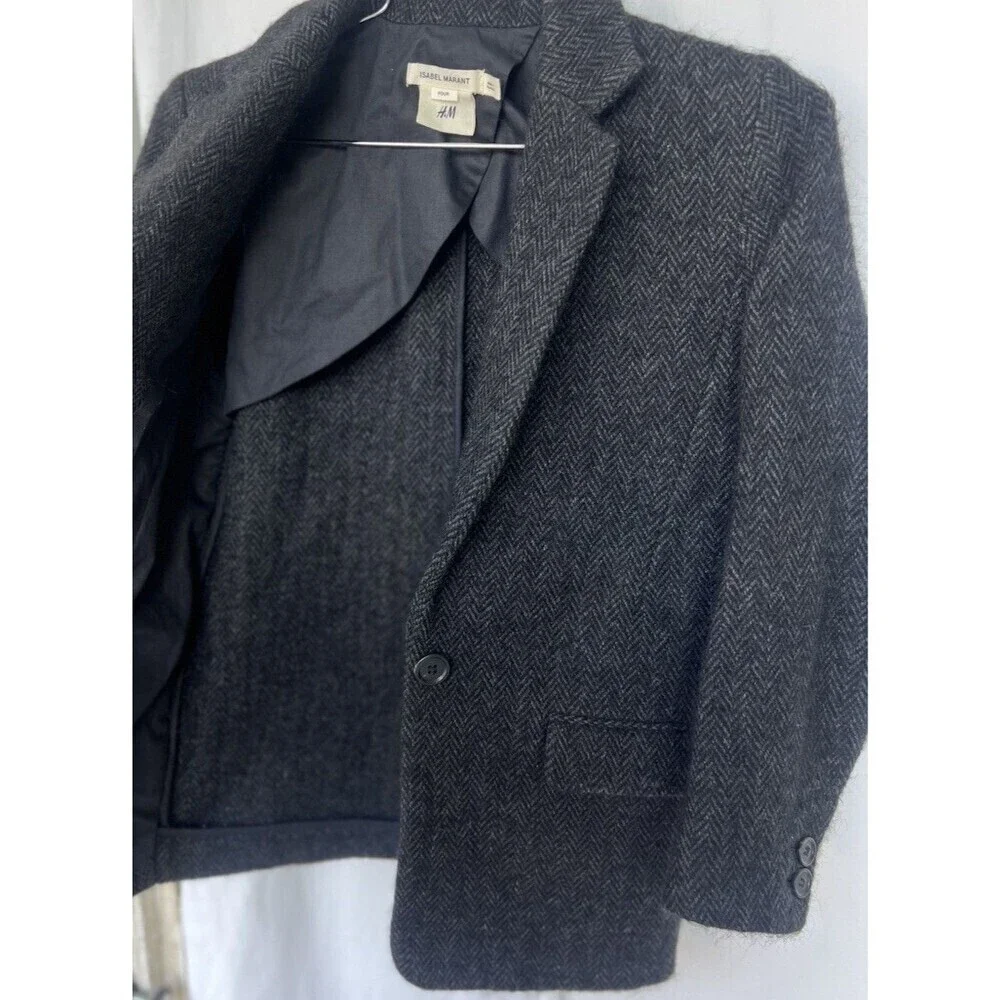 Isabel Marant pour H&M Kids Alpaca Wool Blazer Gray Herringbone Jacket 10-11Y